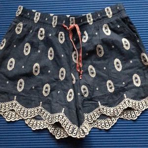 Anthro chambray embroidered shorts